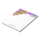 Modern, chic watercolor gold pink purple splatter notizblock (Rotiert)