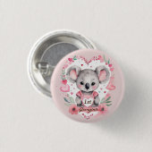 Modern Chic Watercolor Koala Pink Birthday Gefalle Button (Vorne & Hinten)