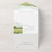Modern Chic Watercolor Vineyard Landscape Wedding All In One Einladung (Außenbereich)