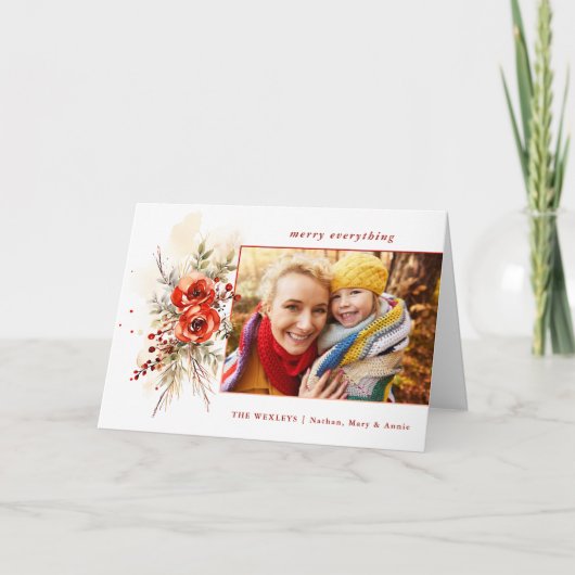 Modern Chic Watercolor Weihnachten Botanisches Fot (Vorderseite)