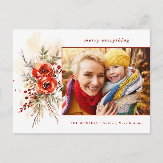 Modern Chic Watercolor Weihnachten Botanisches Fot (Vorderseite)