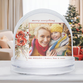 Modern Chic Watercolor Weihnachten Botanisches Fot Schneekugeln