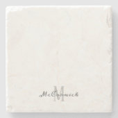 Modern Chic White Gray Script Monogram Steinuntersetzer (Vorderseite)