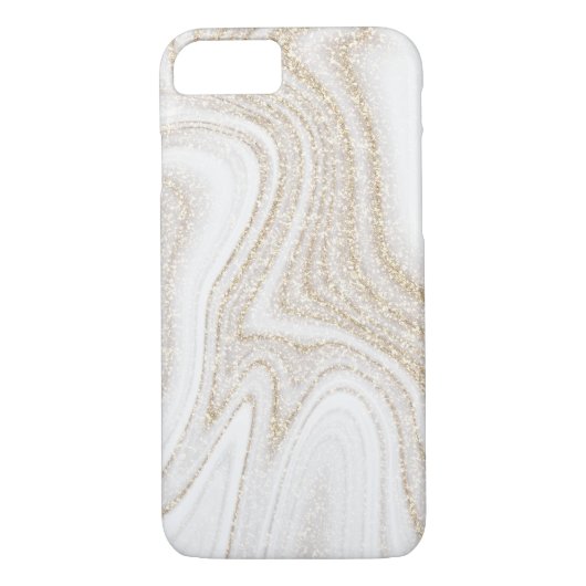 Modern chic white marble gold glitter Case-Mate iPhone hülle (Rückseite)