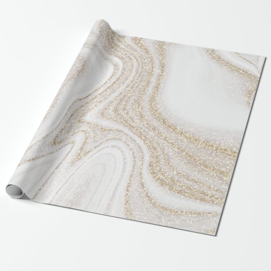 Modern chic white marble gold glitter geschenkpapier (Ungerollt)