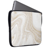 Modern chic white marble gold glitter laptopschutzhülle (Vorne Rechts)