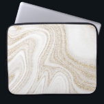 Modern chic white marble gold glitter laptopschutzhülle<br><div class="desc">Moderner,  weißer Marmor,  goldfarbener Glitzer Notebook-Ärmel</div>