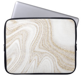 Modern chic white marble gold glitter laptopschutzhülle