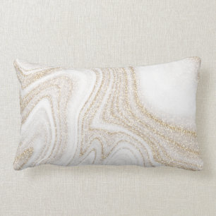 Modern chic white marble gold glitter lendenkissen