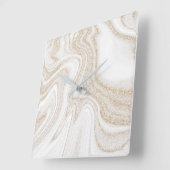 Modern chic white marble gold glitter quadratische wanduhr (Winkel)