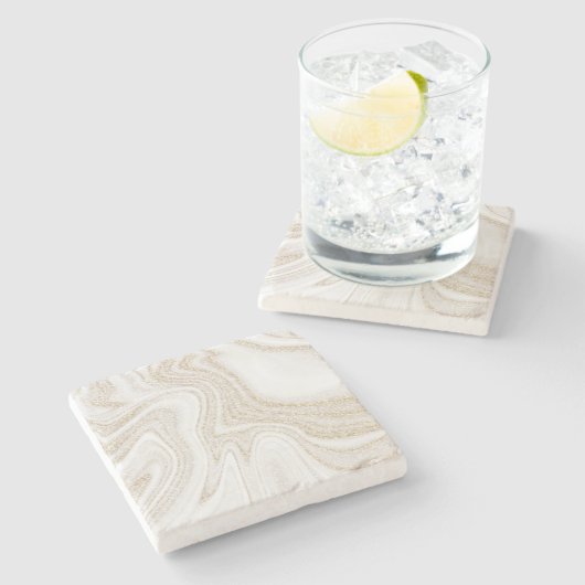 Modern chic white marble gold glitter steinuntersetzer (Seitenansicht)