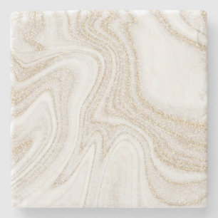 Modern chic white marble gold glitter steinuntersetzer