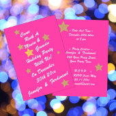 Modern Chic White Pinik Gold Stars Groovy Holiday Einladung