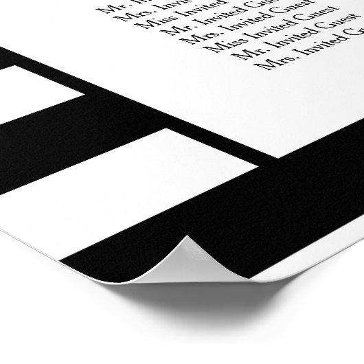 MODERN Chic Wide Stripes mit Trident Wedding Seati Poster (Ecke)