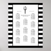MODERN Chic Wide Stripes mit Trident Wedding Seati Poster (Vorne)