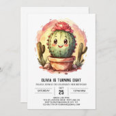 Modern Chic Wüste Cactus Girl Birthday Einladung (Vorne/Hinten)