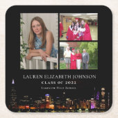 Modern Chicago Skyline 3 Foto Collage Abschluss Rechteckiger Pappuntersetzer (Vorderseite)