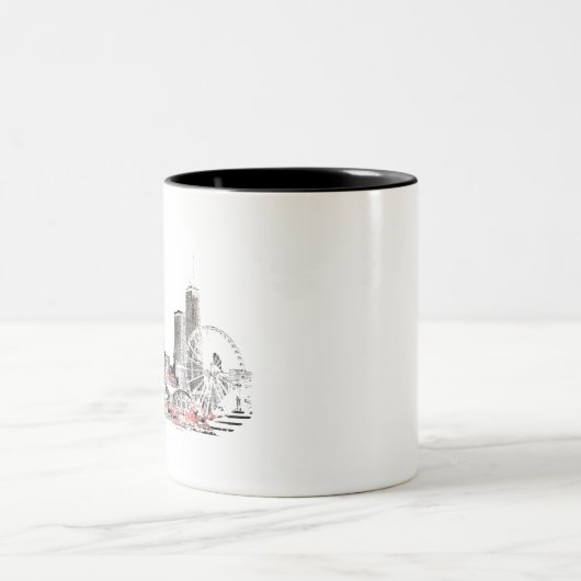 Modern Chicago Skyline Zweifarbige Tasse (Mittel)