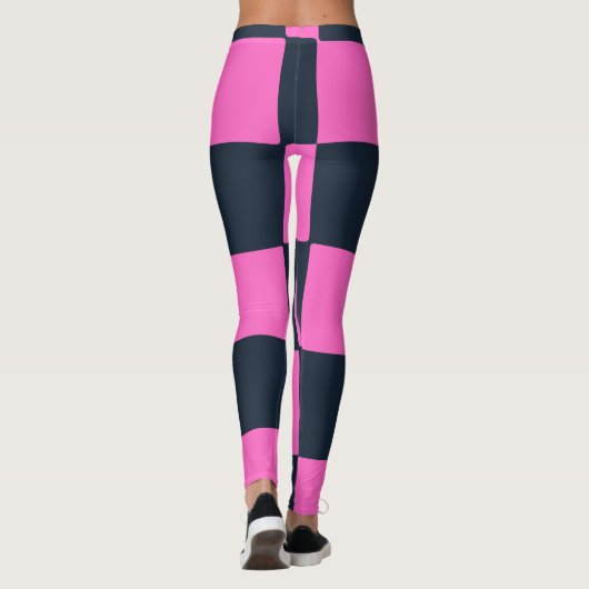 Modern Chick Blue Black & Pink Kariert Leggings (Rückseite)