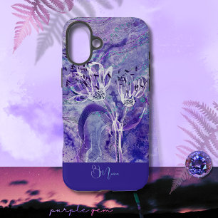 Modern Chick Girly Purple Blumen Marmor iPhone 16 Plus Hülle