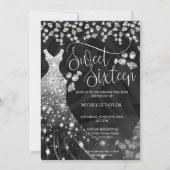 Modern Chick Silver Glitzer Sweet 16 Einladung (Vorderseite)