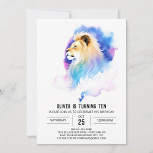 Modern Children Lion Birthday Einladung