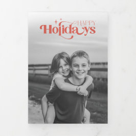 Modern Children Photo Collage Christmas Holiday Dreifach Gefaltete Einladung