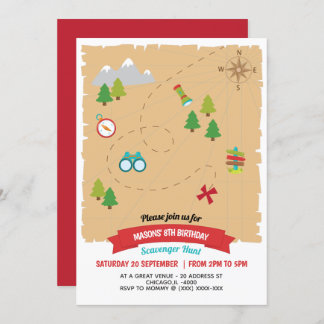 Modern Children Scavenger Jagen Geburtstagsparty Einladung