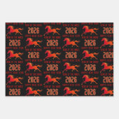 Modern Chinese Horse New Year 2026  Geschenkpapier Set (Vorderseite)