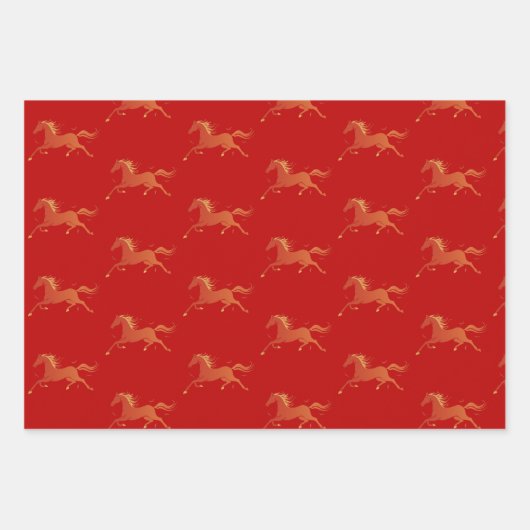Modern Chinese Horse New Year 2026  Geschenkpapier Set (Vorderseite 2)