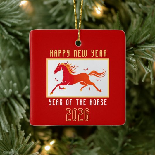 Modern Chinese Horse New Year 2026 Keramikornament (Baum)