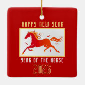 Modern Chinese Horse New Year 2026 Keramikornament (Rückseite)