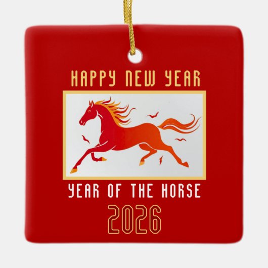 Modern Chinese Horse New Year 2026 Keramikornament (Vorderseite)