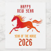 Modern Chinese Horse New Year 2026 Weinetikett (Einzelnes Label)