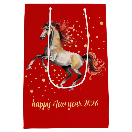 Modern Chinese New Year 2026 Horse New Year Mittlere Geschenktüte (Rückseite)