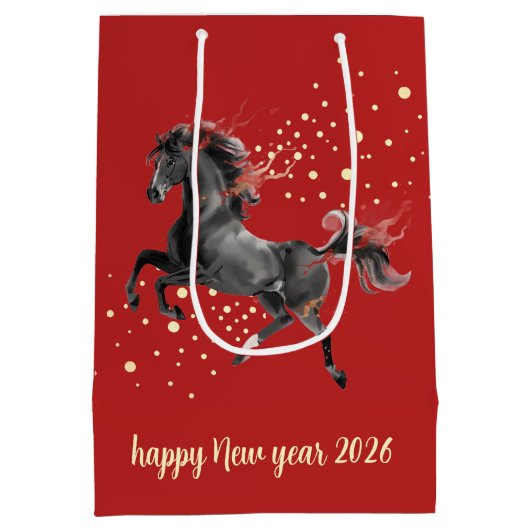 Modern Chinese New Year 2026 Horse New Year Mittlere Geschenktüte (Rückseite)