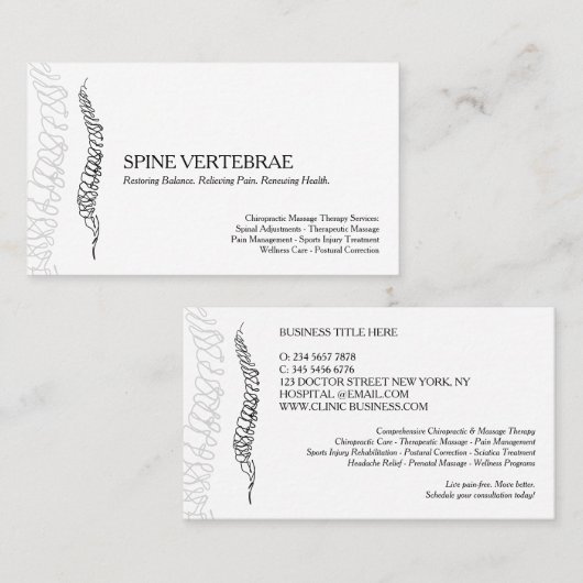 Modern Chiropractic Massage Therapy Visitenkarte (Vorne/Hinten)