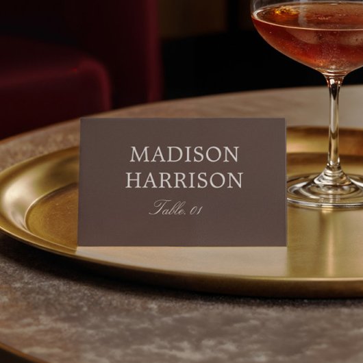 Modern Chocolate Brown Wedding Place Card DIY Einladung