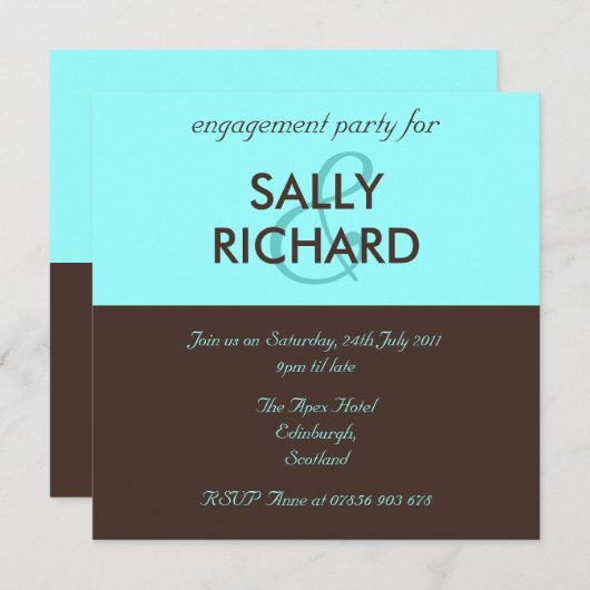 Modern Chocolate & Mint Engagement Einladung (Vorne/Hinten)