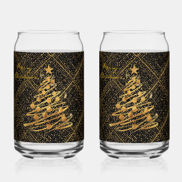 Modern, Chrismas Tree, Black Gold Cross Pattern Dosenglas