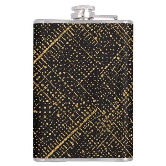 Modern, Chrismas Tree, Black Gold Cross Pattern  Flachmann (Rückseite)