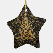 Modern, Chrismas Tree, Black Gold Cross Pattern Keramik Ornament (Links)