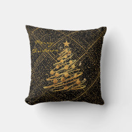 Modern, Chrismas Tree, Black Gold Cross Pattern  Kissen