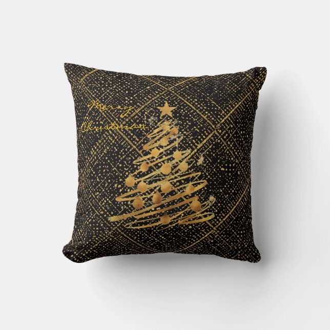 Modern, Chrismas Tree, Black Gold Cross Pattern  Kissen (Vorderseite)