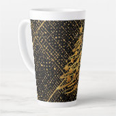 Modern, Chrismas Tree, Black Gold Cross Pattern Milchtasse (Linke Ecke)
