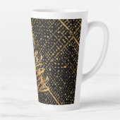 Modern, Chrismas Tree, Black Gold Cross Pattern Milchtasse (Rechts)