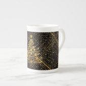 Modern, Chrismas Tree, Black Gold Cross Pattern Porzellantasse (Vorderseite Rechts)