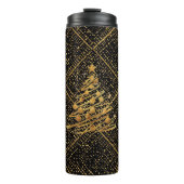 Modern, Chrismas Tree, Black Gold Cross Pattern  Thermosbecher (Vorderseite)