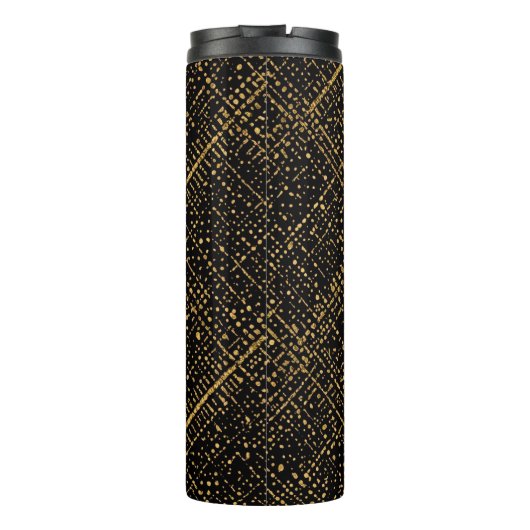 Modern, Chrismas Tree, Black Gold Cross Pattern Thermosbecher (Rückseite)