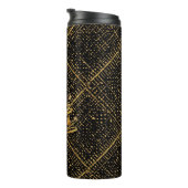 Modern, Chrismas Tree, Black Gold Cross Pattern  Thermosbecher (Nach rechts gedreht)